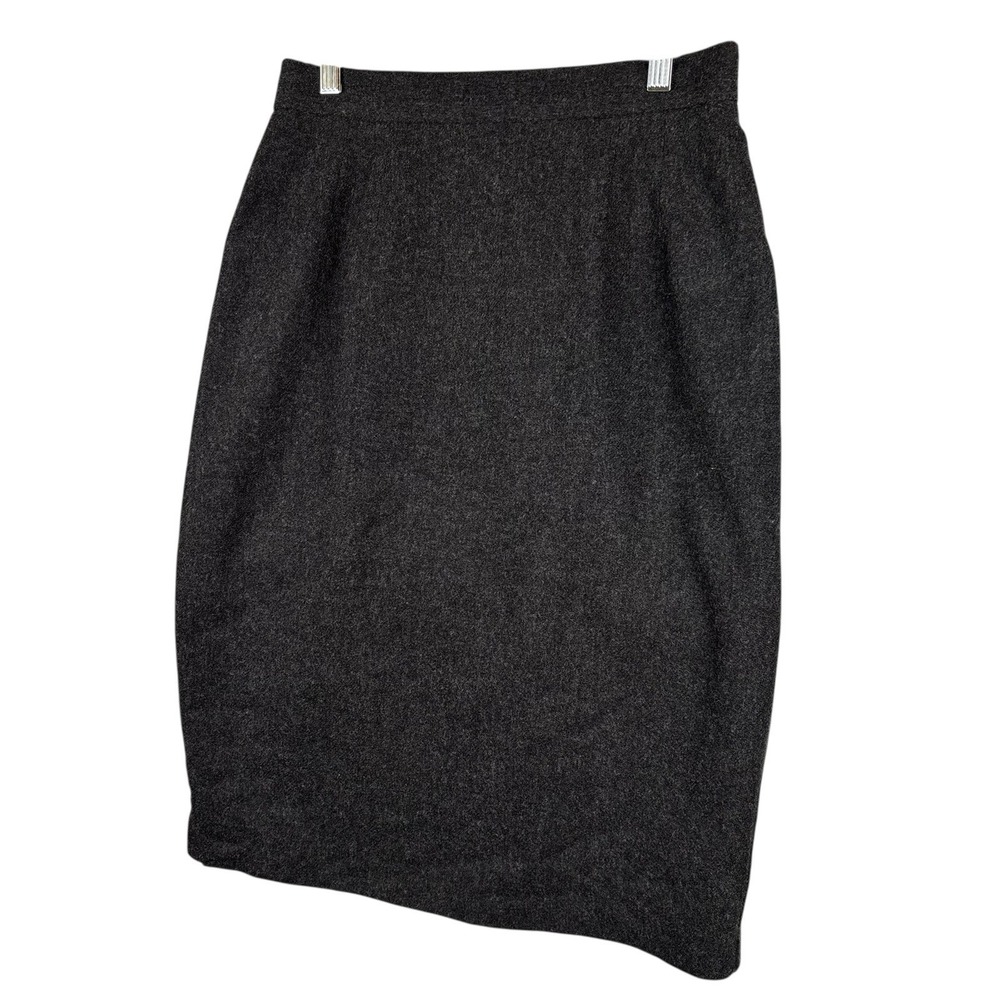 Vtg Panther 100% Wool Womens Sz 10 Gray Pencil Skirt Lined Midi Academia‎ Preppy - Picture 2 of 7